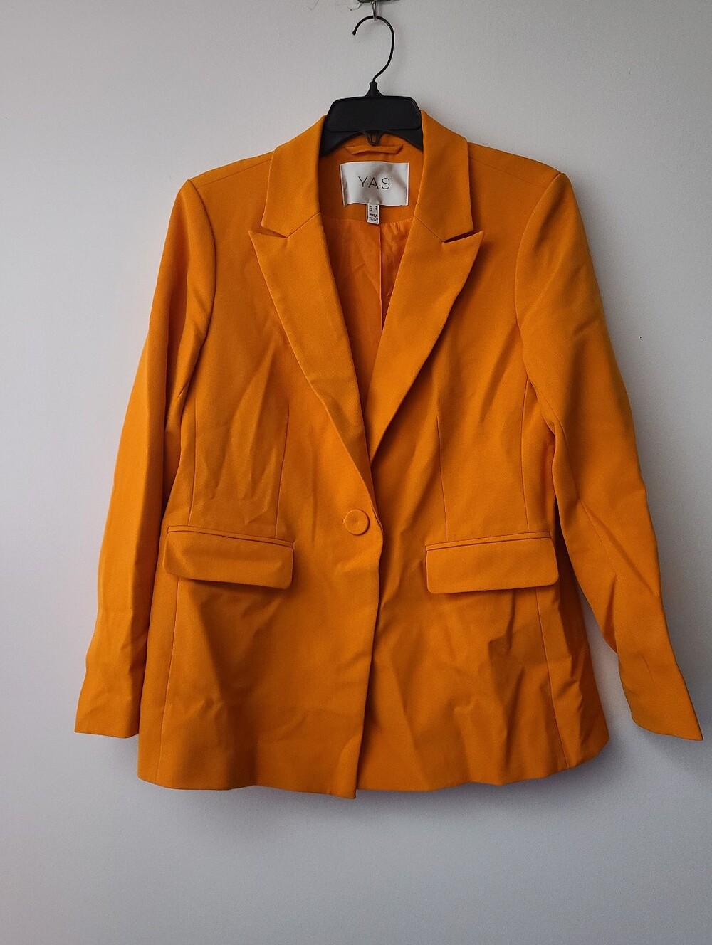 YAS Orange Single-Button Blazer Womens Size Medium